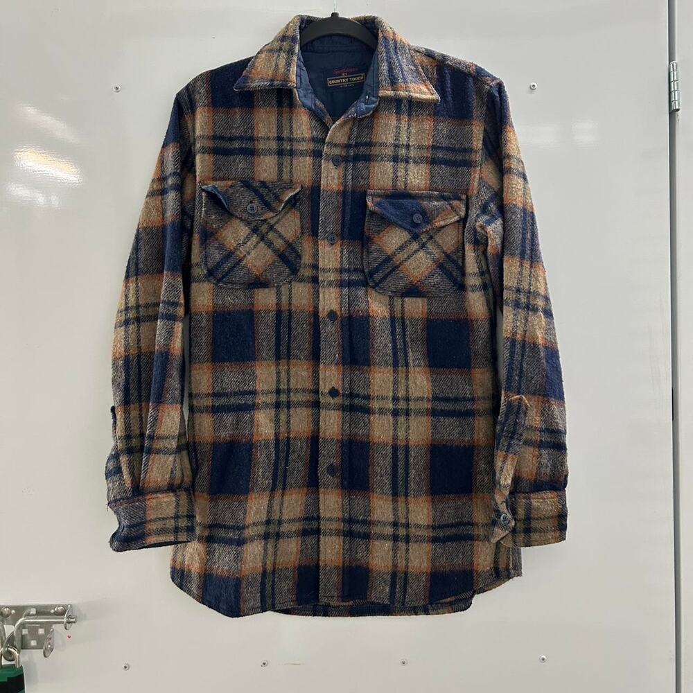 VTG 70s/80s Sears Country Touch plaid flannel shirt
